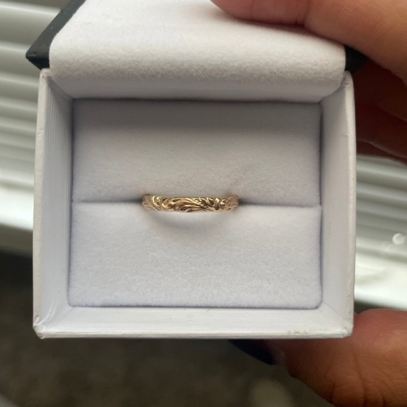 Solid 10K Handmade Ornate Edwardian Style Ring Band, size 6 - Picture 11 of 13